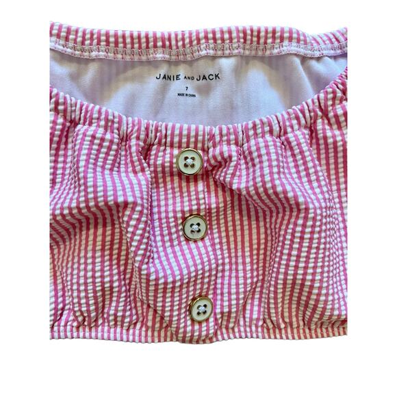 New Janie and Jack PINK PINSTRIPE SEERSUCKER Retro 2 PC Tankini Bathing Suit 7 - Picture 5 of 8
